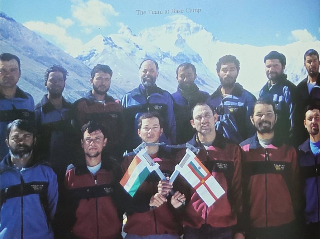 The team at Everest base camp, 2004 expedition